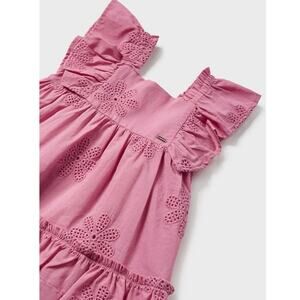MAYORAL 18 Month Pink Embroidered Ruffle Baby Dress Eyelet Solid Mauve Pink